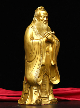 黄铜孔子站像纯铜孔圣人万世师表送老师教师节礼品办公室摆件