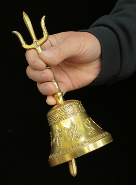 黄铜金刚铃中式三清八卦摇铃摆件