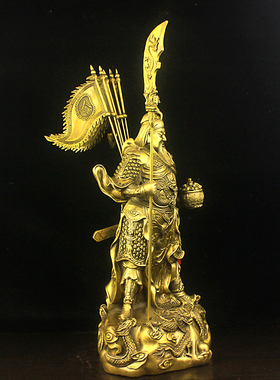 纯铜招财中式供奉武财神九龙关公