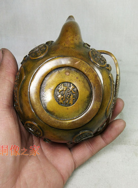 纯铜仿古风招财进宝水壶收藏摆件