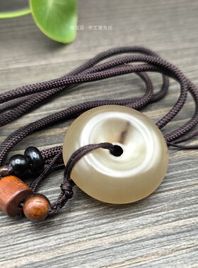 天然牛羊角平安扣吊坠护身