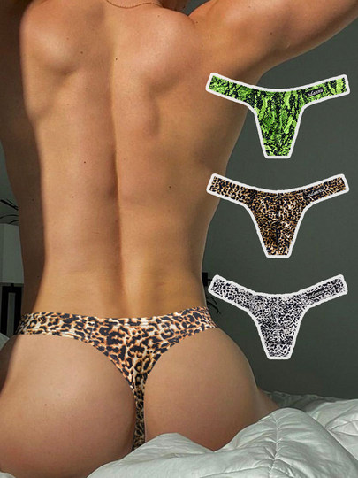 Japanese sexy leopard print underwear men's butt lift thong panties thin bikini t pants large u convex bag low waist