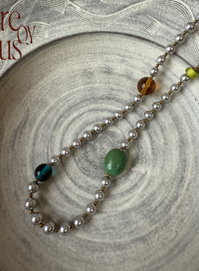 VITREQYOUS 施华洛银灰珍珠彩珠简约百搭原创小众手工串珠饰品