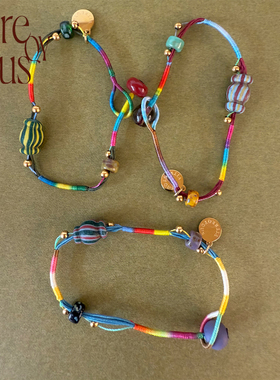 VITREQYOUS  量少！小众民族部落感手工绕线工艺彩色原创叠戴手链