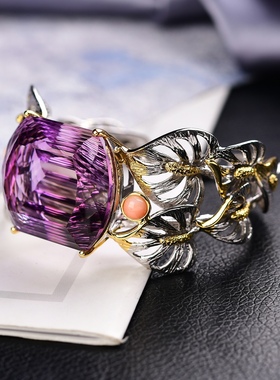 意大利工艺手镯925紫黄晶