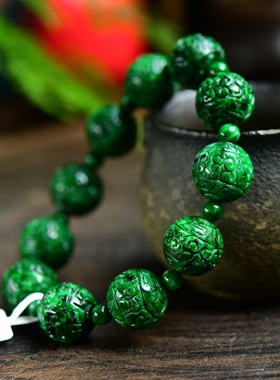 青花翡翠手链天然货阳复古玉石