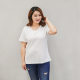 ເສື້ອຍືດຄໍຄໍ V-sleeve ສັ້ນຂອງແມ່ຍິງທີ່ມີຂະຫນາດໃຫຍ່ບໍລິສຸດ