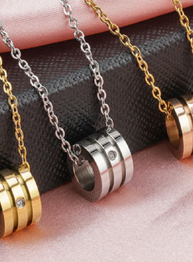 小蛮腰欧美新款镶钻钛钢项链吊坠