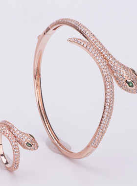 欧美风跨境电商蛇头戒指铜镀金