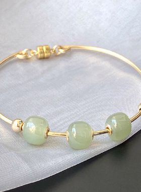 轻奢天然和田玉女士ins潮风手链