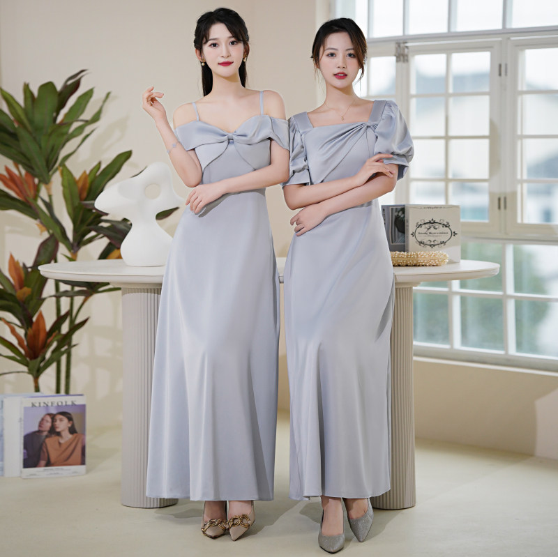 香槟色伴娘服长款2024春夏新款结婚姐妹裙伴娘团仙气质中长礼服裙