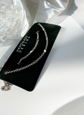 青岛欧美外贸饰品 银色闪亮素链简约冷淡锁骨项链素雅手链套装