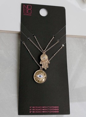 欧美外贸饰品 金色质感蛇骨设计锁骨简约风新潮闪钻多层叠戴项链