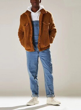 Strap pants, camisole one-piece high waisted men's jeans