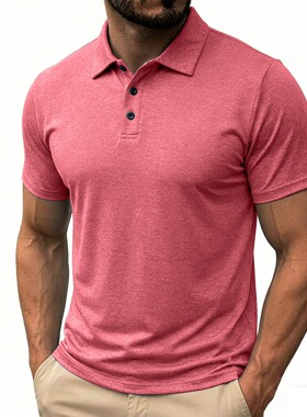Men's casual button up short sleeved shirt collar polo shirt