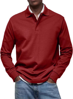 Men's casual versatile long sleeved button up collared shirt