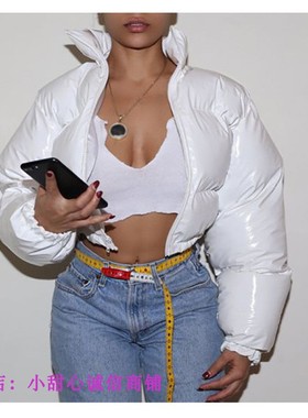 大码女装亮面面包服羽绒棉服