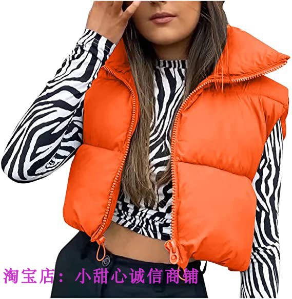 Cotton vest women zippered stand up collar vest棉衣背心马甲-图0