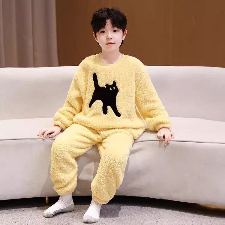 青少年睡衣秋冬款法兰绒男童家居服套装保暖加厚珊瑚绒中大童睡衣,淘宝优惠券,粉丝福利购,淘宝优惠卷
