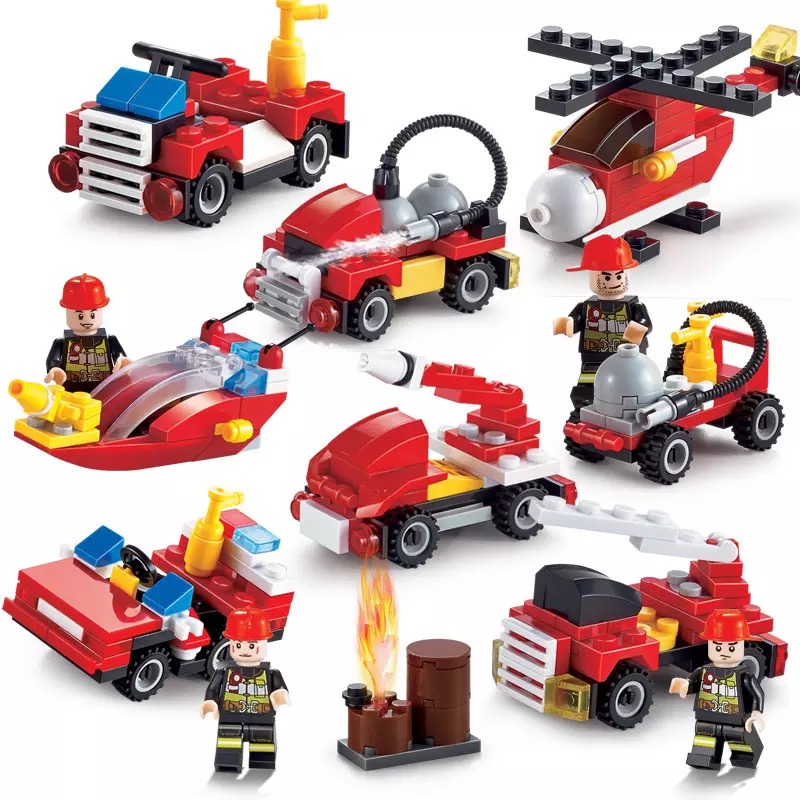 男孩子益智拼装积木玩具儿童城市消防军事坦克小颗粒模型摆件礼物