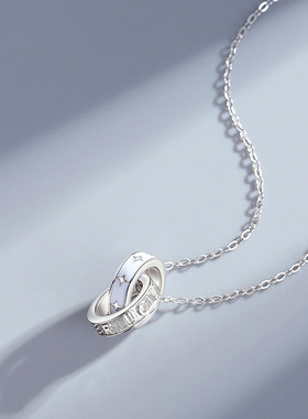 星城星环情侣项链男S925纯银小众轻奢设计高级感锁骨项链饰品批发