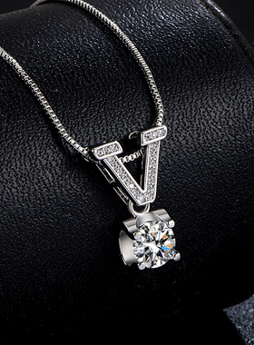 925纯银方形吊坠克拉四叶草项链