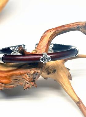 野生无节格桑花祥云鸡血藤手镯