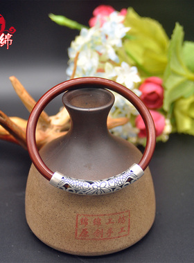 无民族风情侣鸡血藤纯银