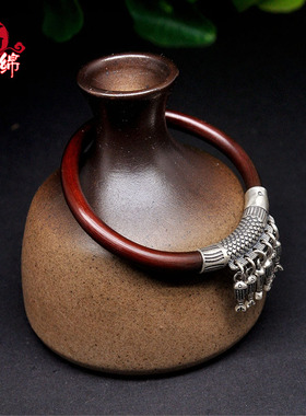纯银鸡血藤手镯西藏手镯