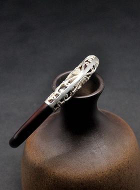 西藏山南无节雪花银鸡血藤手镯