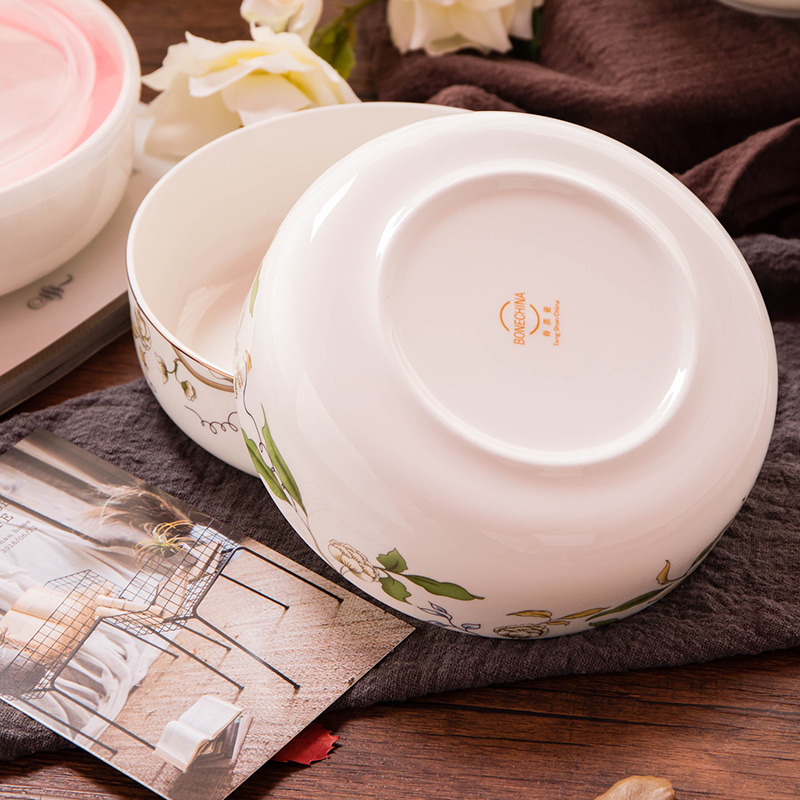 蒸蛋碗家用深盘带盖碗微波餐具日式沙拉碗欧式碗碟盘子北欧骨瓷