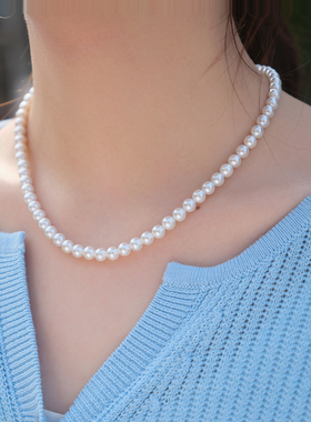 忘城正圆强光极白小珍珠项链6MM