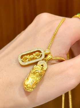 古法金包银貔貅金刚杵吊坠女降魔杵吊坠莫桑钻韦雪同款项链送女友