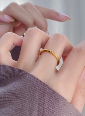 古法金包银素圈戒指实心叠戴指环男女情侣对戒送女友节日礼物