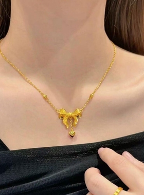 金包银在逃公主蝴蝶项链古法传承流苏蝴蝶结性感锁骨链吊坠送女友