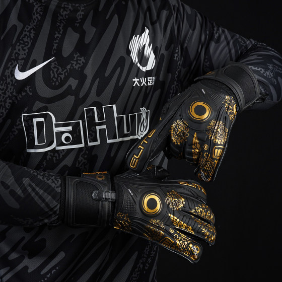 Fire Halo Goalkeeper Black Gold Finger Guard Goalkeeper Gloves