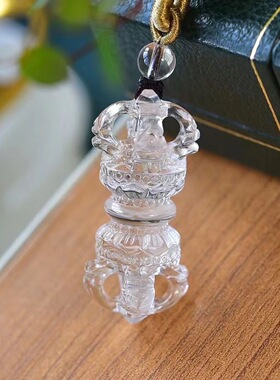 正品天然白水晶金刚橛金刚杵吊坠挂坠白水晶珠子藏式水晶项链男女