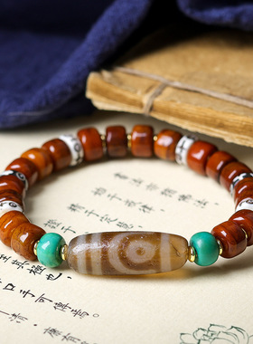 2025冬季上新藏饰牦牛骨桶珠手链原创文玩三眼天珠手串民族风饰品