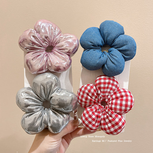 儿童花朵大肠发圈皮筋女童头花扎丸子头马尾头饰女孩扎头发绳发饰