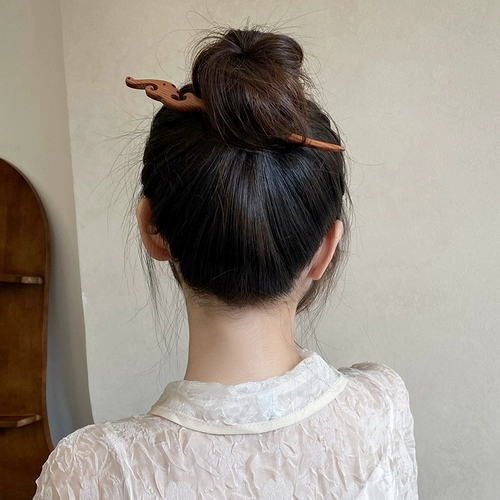 Деревянная китайская шпилька ручной работы, заколка для волос, современный аксессуар для волос, изысканный стиль, простой и элегантный дизайн