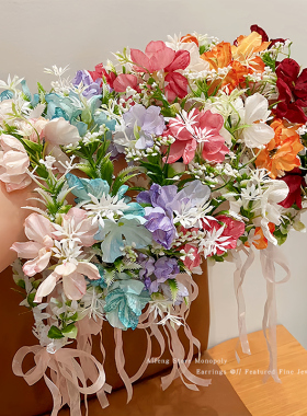 春季森系绿色仿真藤条花环