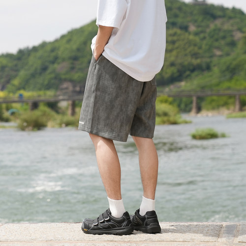 【空气层麂皮绒340g重磅】GOGOSOON男装高密刺绣脏脏短裤夏五分Q - 图1