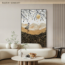 Fairy Crane Ducal Year Living Room Decoration Painting Method Retro Restaurant Mural Modern Light Lavish Tea Room Book House Hyun Guan Hang Painting