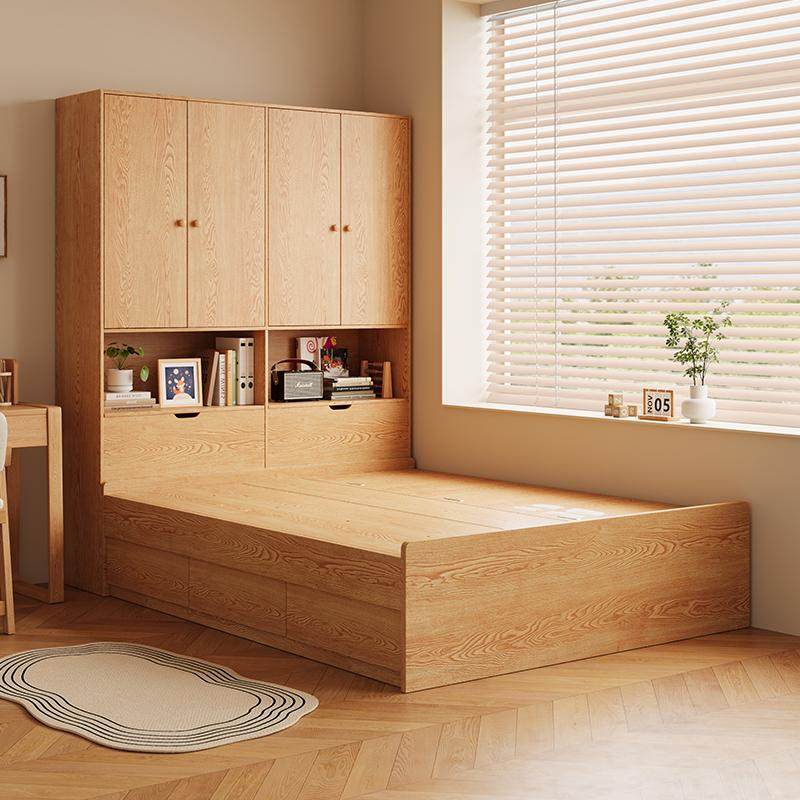 实木儿童衣柜床男孩女孩榻榻米单人小户型储物一体组合高箱床,淘宝优惠券,粉丝福利购,淘宝优惠卷