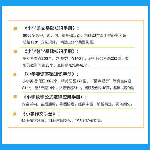 【新华文轩】2027版小学基础知识手册语文数学英语作文公式定律应用手册大全通用版一二三四五六年级小升初薛金星基础知识手册 - 图1