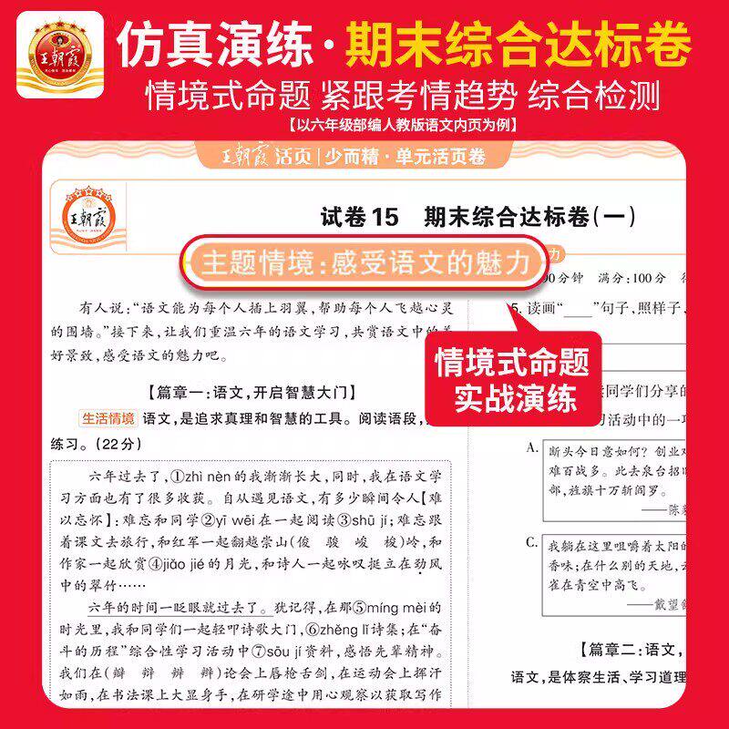 2024版 王朝霞试卷单元活页卷期末活页卷子小学一二三四五六年级下册语文数学英语同步测试卷人教北师苏教期中期末冲刺100分考试卷