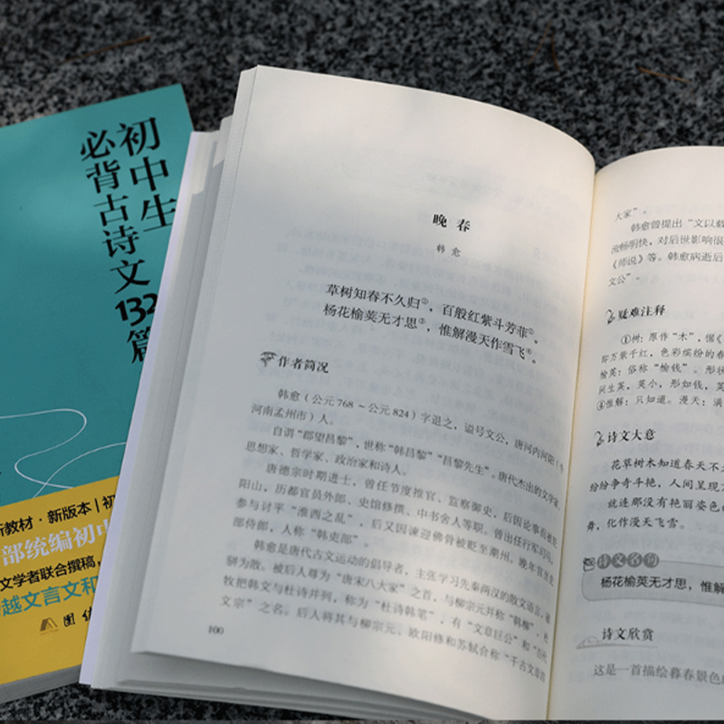 【2023新版】初中生必背古诗文132篇上下全2册人教版部编语文教材初中文言文全解阅读训练138篇中学生古诗词208篇全集七八九年级-图2