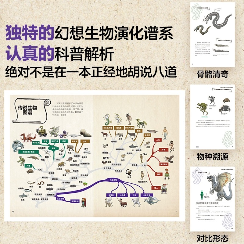 幻想物种起源传说生物演化图鉴跟动物交换身体作者川崎悟司新作传说生物演化历程专业的科普知识奇特趣味解读幻想生物图集画册-图1