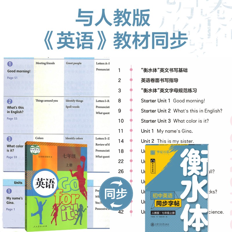 衡水体英语字帖七年级上册人教版练字帖初中七八九年级上下册作文练字帖高中高一高二高三英语满分作文短语同步教材华夏万卷RJ字帖 - 图0