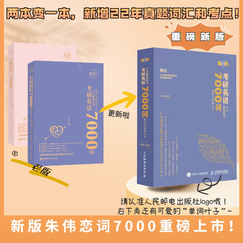 2023新版】朱伟恋词7000词朱伟恋词5500词粉色版朱伟恋词考研英语真题源报刊7000词识记与应用大全英语一二词汇单词书恋练有词-图0